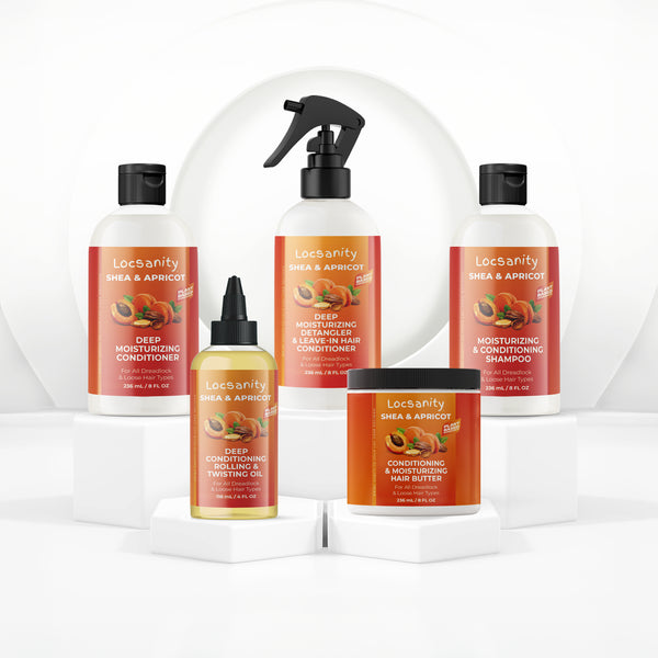 Locsanity Shea & Apricot Loose, Natural, Conditioning and Moisturizing Loose Natural Hair Care Bundle - Strength & Growth Formula