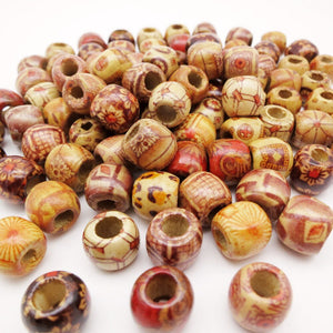 50Pcs/Pack Wooden Beads for Small/Medium Locs
