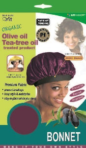 [The #1 Brand QFitt] Organic Olive oil Tea-tree oil treated Bonnet - Black
