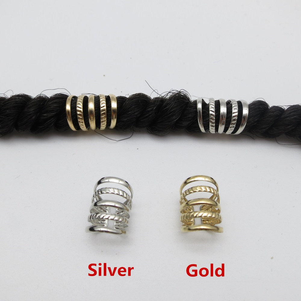 5Pcs Gold/Silver Adjustable Hair Dread Braids Dreadlock Cuffs Clips - Locsanity