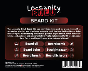 Locsanity BOLD Beard Kit, Beard Growth Kit, Beard Grooming Kit, Growth Oil, Balm Conditioner, Brush, Comb, Mustache Scissor, Storage Bag, Beard Care & Trimming Trimmer Kit, Gifts for Men Him