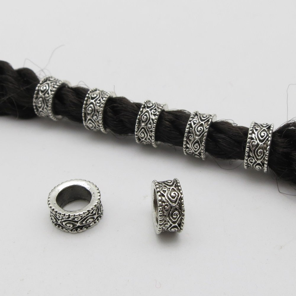 5 Piece Antique Silver Dreadlock Rings 7mm Medium Dreadlocks – Locsanity