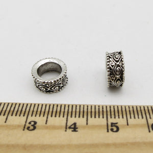 10 Piece Antique Silver Dreadlock Rings 7mm Medium Dreadlocks - Locsanity