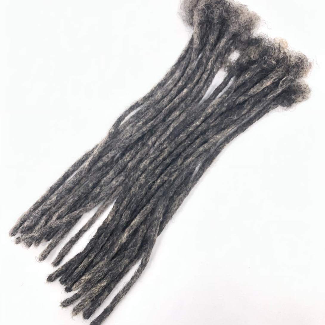 100% Human Hair Dreadlocks Handmade 50/50 Gray Natural - Afro Kinky Medium - Locsanity