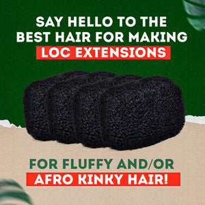 4 Pack Afro Kinky 100% Bulk Human Hair For DreadLocks, Loc Repair, Extensions, Twist, Braids 16" Long