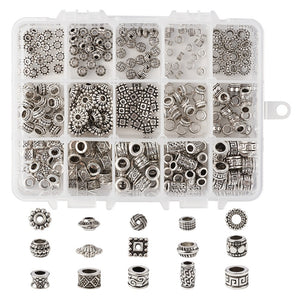 300 Piece Tibetan Style Alloy Dreadlock Beads Small and Medium Dreadlocks, Sisterlocks, Microlocks w/ Storage Case