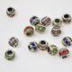 25 Piece Rondelle Alloy Rhinestone European Beads Antique Silver, Mixed Color Dreadlock Beads Free Threader Included - Locsanity