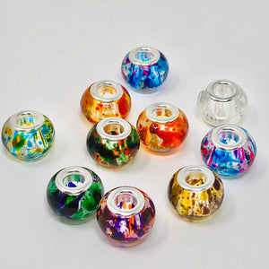 5 Piece Rondelle Spray Painted Glass European Dreadlock Beads Free Threader Included - Locsanity